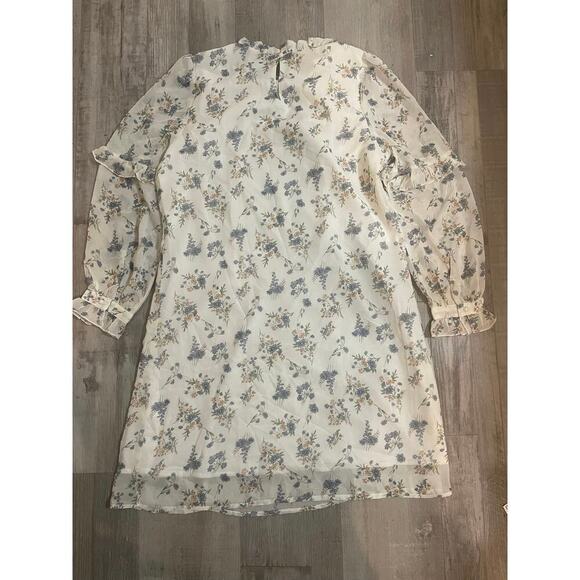 Allegra K Floral Chiffon Ruffle Mock Neck Swing Dress size medium - Picture 13 of 14